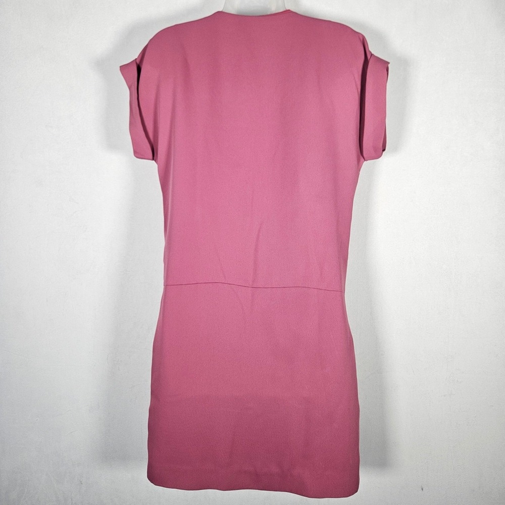 Vince Shift Dress Women M Pink Cuffed Sleeve Pockets Minimalist Chic Office Boho - Picture 3 of 14